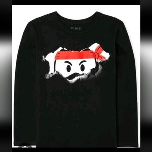 Black Ninja Graphic Kids Children's Place Long Sleeve Tee Sz.7/8